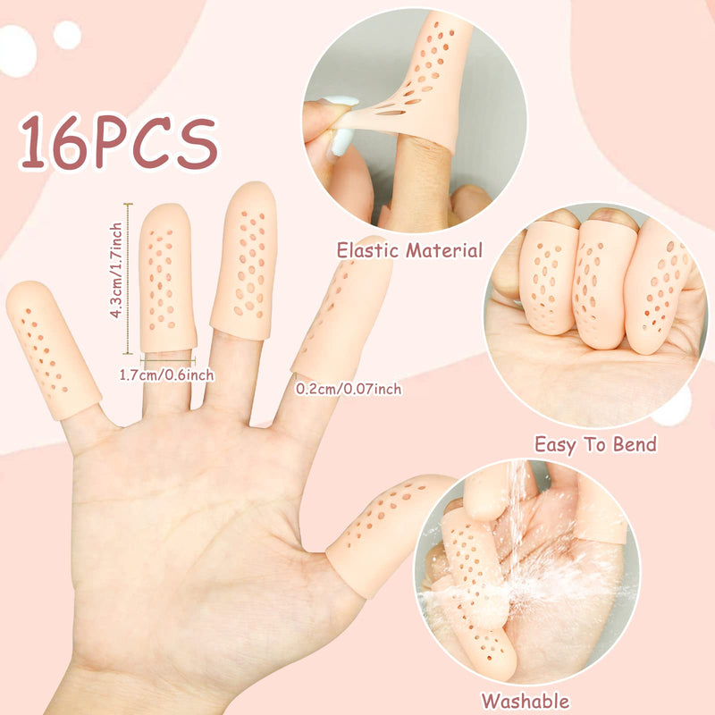 16Pcs Gel Finger Cots with Air Holes, Gel Finger Protectors Finger Covers Protection for Finger Tips, Breathable Finger Covers Finger Caps Gloves Finger Protectors for Wound, Finger Cracking - BeesActive Australia