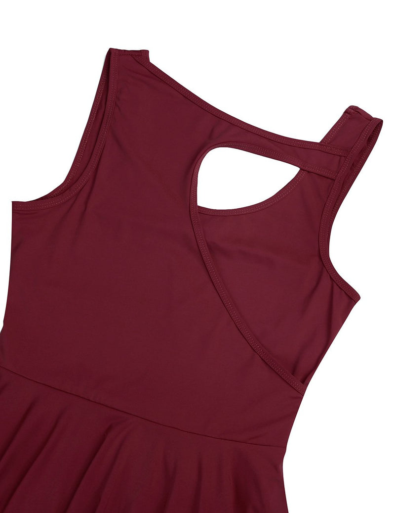 [AUSTRALIA] - yeahdor Women's Lyrical Latin Dance Dresses Girls' Modern Contemporary Dancing Costumes High Low Skirted Leotard Burgundy Medium 