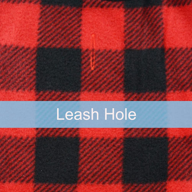 Plaid Dog Hoodie Pet Fleece Sweater Winter Coat with Hat for Small Medium Large Dogs Red and Black S - BeesActive Australia
