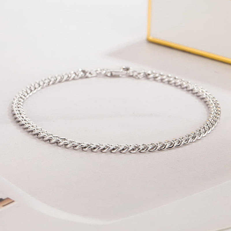 Dankadi Italian Sterling Silver Cuban Link Chain Bracelet Men 3MM 4MM 5MM 6.3 "6.7" 7 "7.5" 8 "8.5" 9 "Solid 925 Silver Bangle For Woman Teen Boy Cuff Jewelry Gift 8 inch - BeesActive Australia