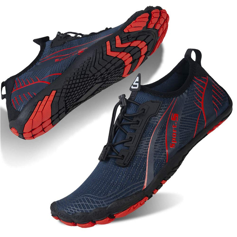 Water Shoes for Men and Women Barefoot Quick-Dry Aqua Sock Outdoor Athletic Sport Shoes for Kayaking, Boating, Hiking, Surfing, Walking 12 Women/10 Men M-red/Blue - BeesActive Australia