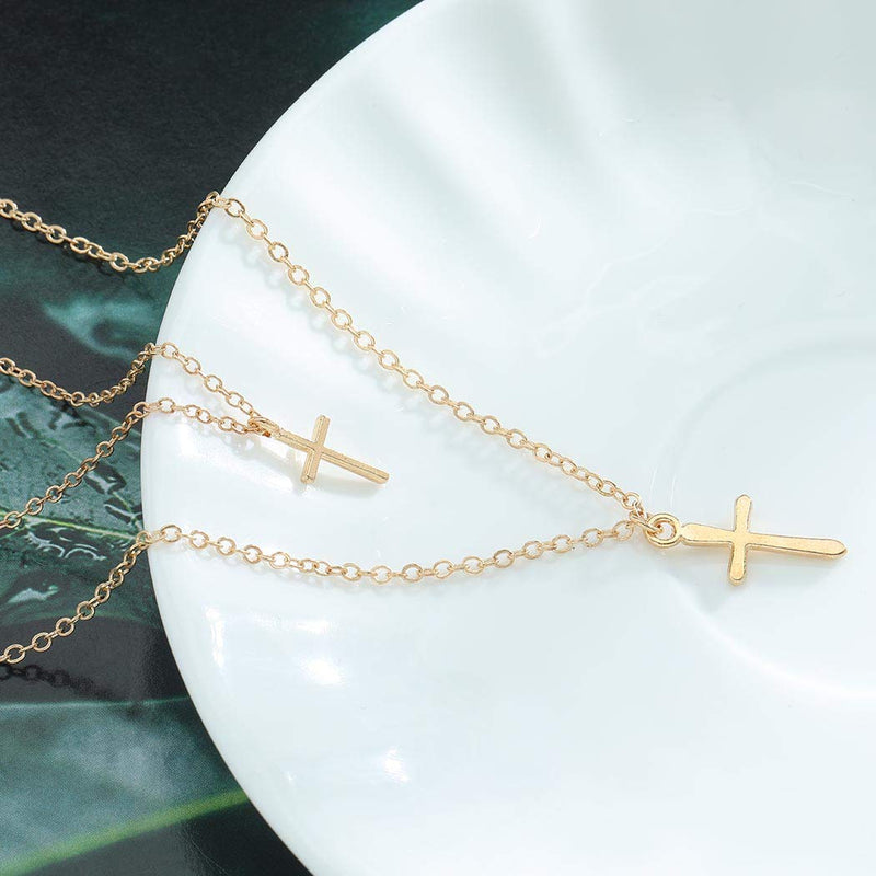 Yalice Layered Necklace Chain Cross Necklaces Jewelry for Women and Girls Gold - BeesActive Australia