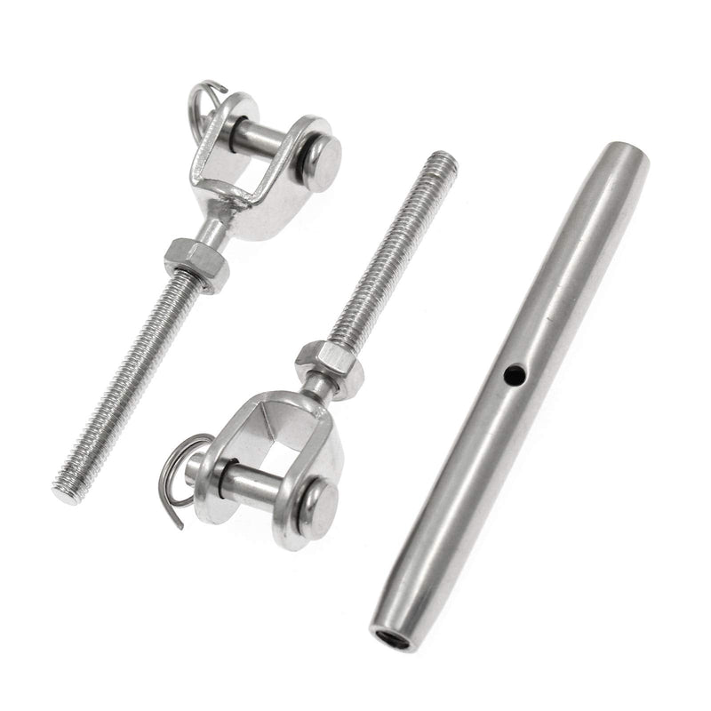 Augiimor 2PCS 316 Stainless Steel Jaw and Jaw Turnbuckle Rigging Screw, 1/4" (6mm) Threaded Diameter, Durable, Weather Resistant for Wire Rope Cable 1/4" (6mm) - BeesActive Australia