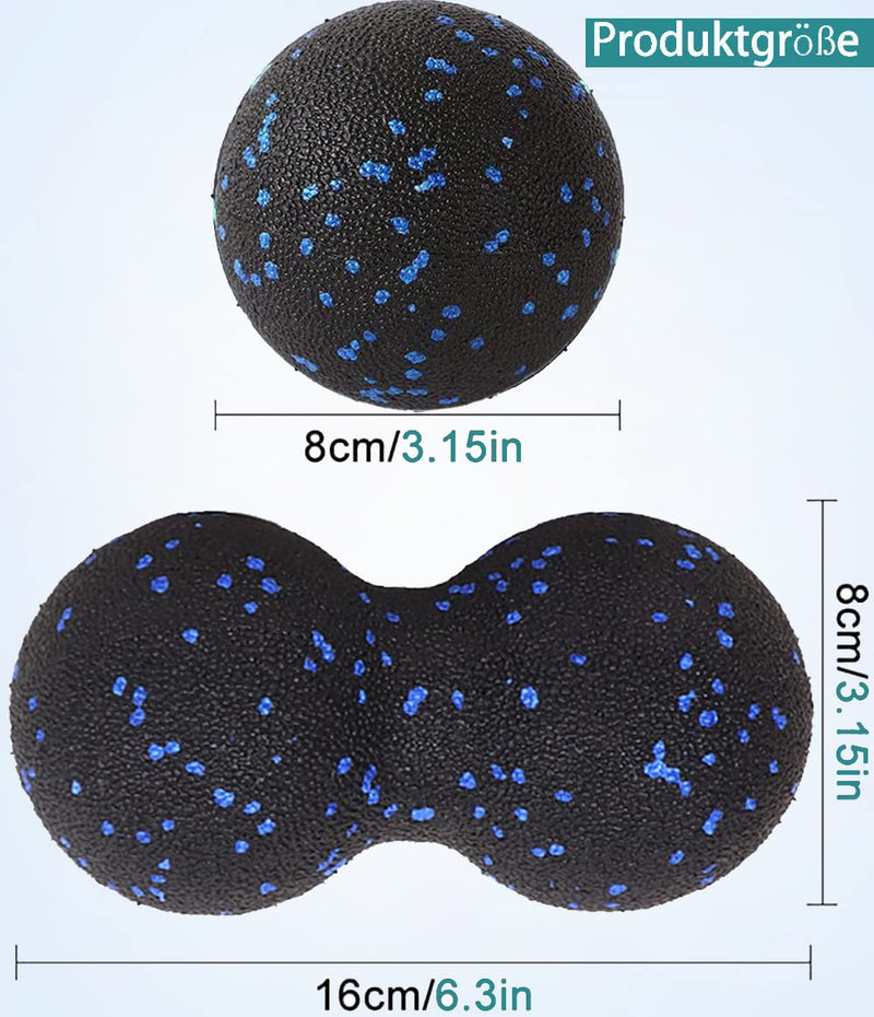 Peanut Massage Ball - Double Lacrosse Ball for Trigger Point Therapy, Myofascial Release, Deep Tissue Fitness Massage & Relax Tight Muscles, Peanut Ball 16cm & Trigger Point Massage Ball 8cm - BeesActive Australia