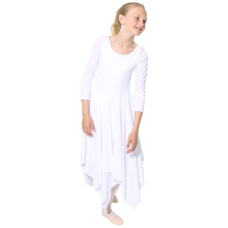 [AUSTRALIA] - Danzcue Girls Celebration of Spirit Long Sleeve Dance Dress Small-Medium White 