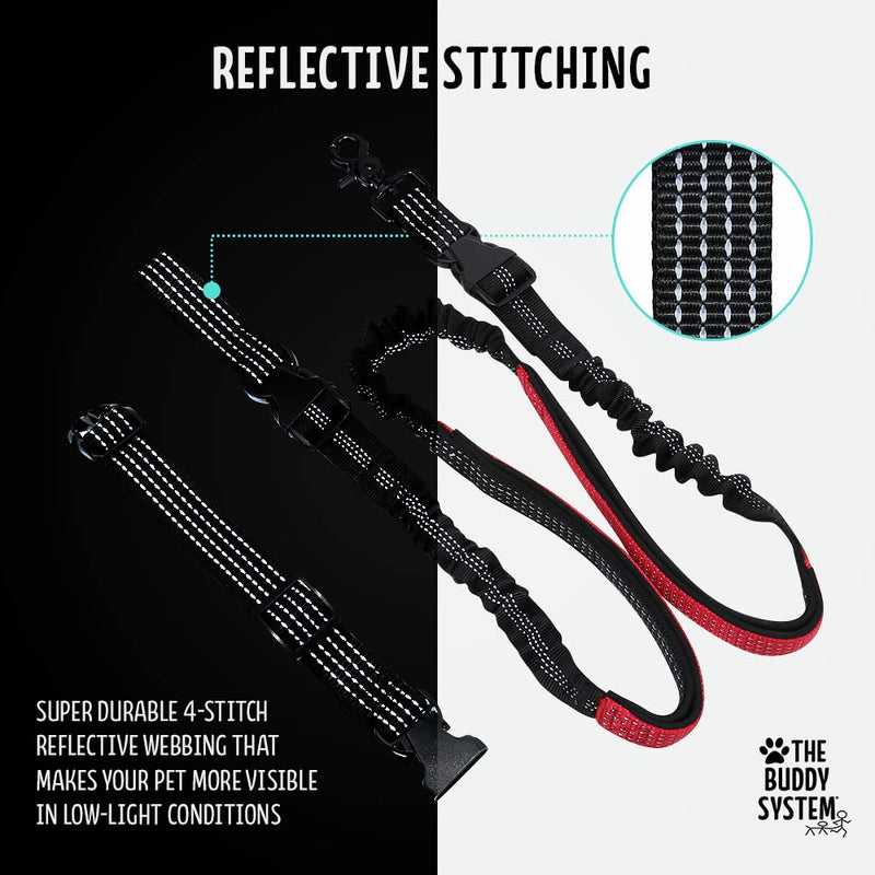 The Buddy System Reflective Leash System, Dual Hand-held and Hands Free Dog Leash for Walking, Running, Jogging and Training Service Dogs, Adjustable Belt Waist, One Size Running Leash with Pouch - BeesActive Australia
