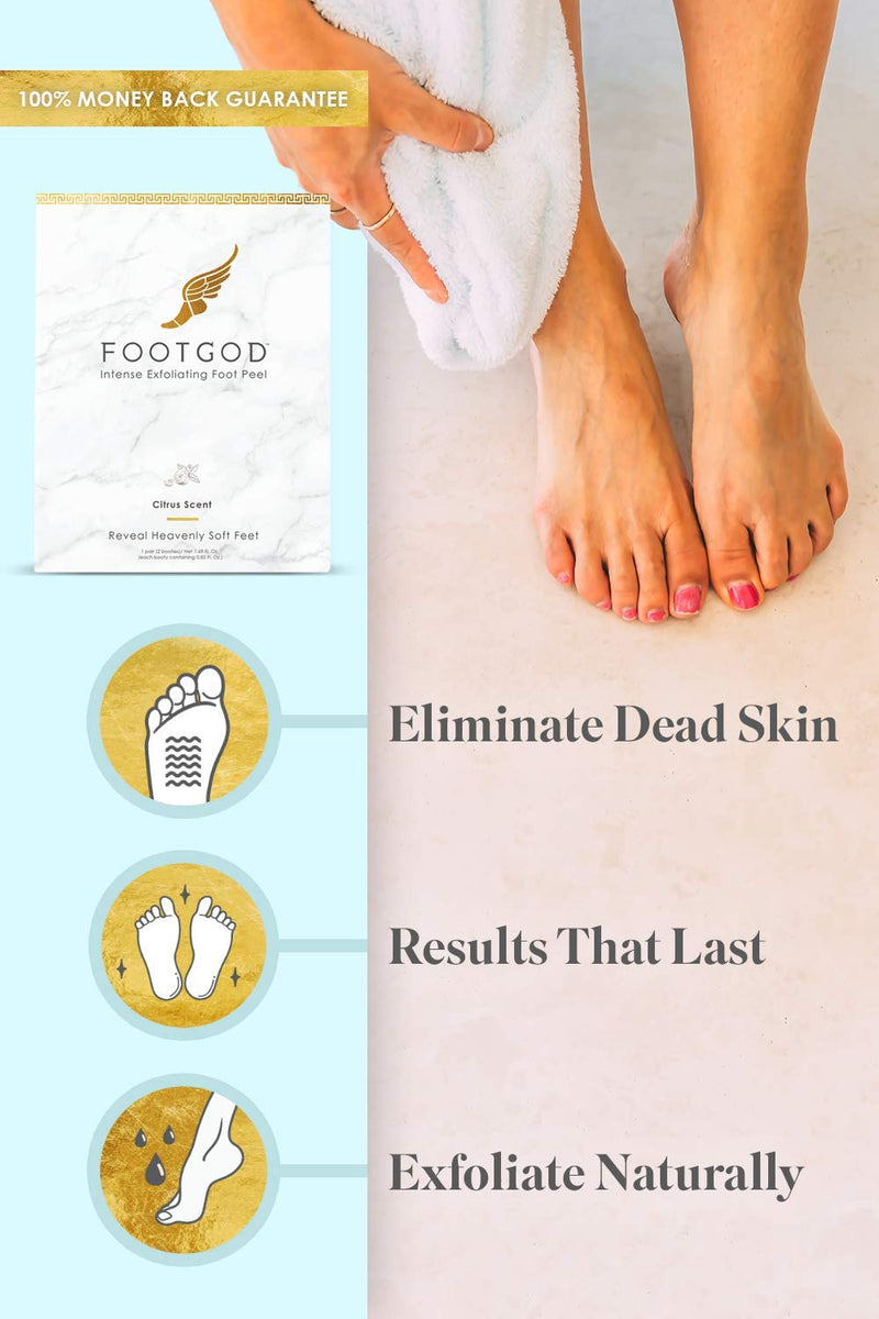 FootGod Exfoliating Foot Peel: Reveal Baby Smooth Feet, Moisturizing Aloe Gently Helps Peel Dead Skin, Eliminate Calluses with Luxury Skincare Technology - BeesActive Australia