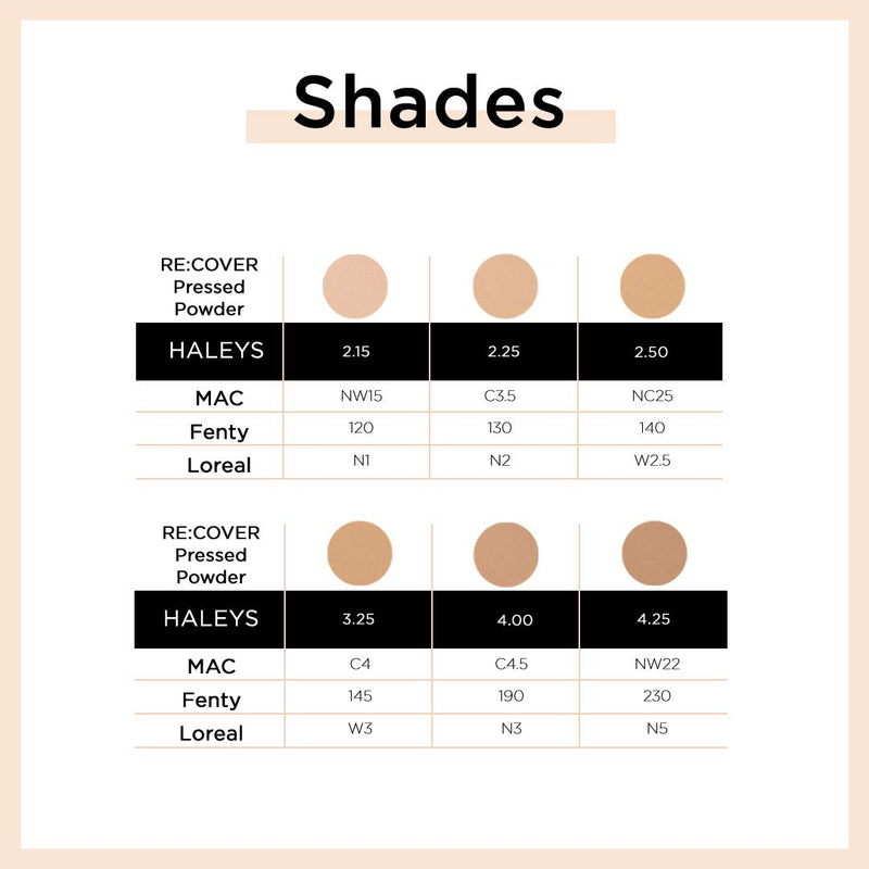 HALEYS RE:COVER Pressed Powder (2.25) Vegan, Cruelty-Free Powder Foundation Makeup - Control Oil & Shine and Even Skin Tone with Buildable to Full Coverage for a Flawless Matte Finish 2.25 - BeesActive Australia