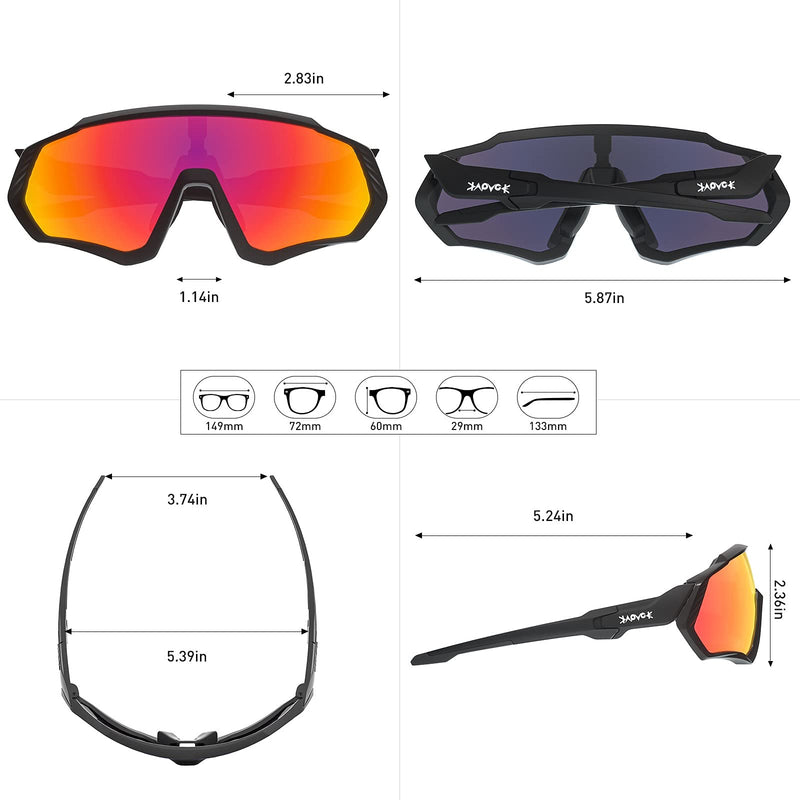 KAPVOE Cycling Glasses Polarized Sports Sunglasses MTB Mountain Bike Eyewear Men Women Road Bicycle BMX Running Fishing Golf Black 02 - BeesActive Australia