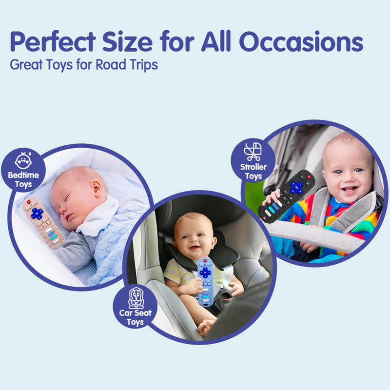 3 Pack Remote Control Shape Silicone Teethers for Babies Chew Toys, Teething Toys for Infant Toddlers,Baby Remote Control Toy (Black&Blue&Pink) Black&Blue&Pink - BeesActive Australia