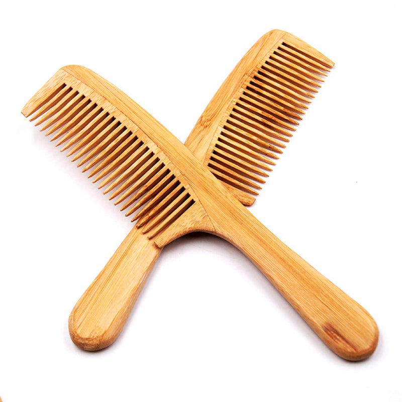 Hair Comb Wooden Salon Hairdressing Comb Curved Comb Fine Tooth Comb Set Moustache Grooming Brushes for Women Men and Girls 2 Pcs - BeesActive Australia