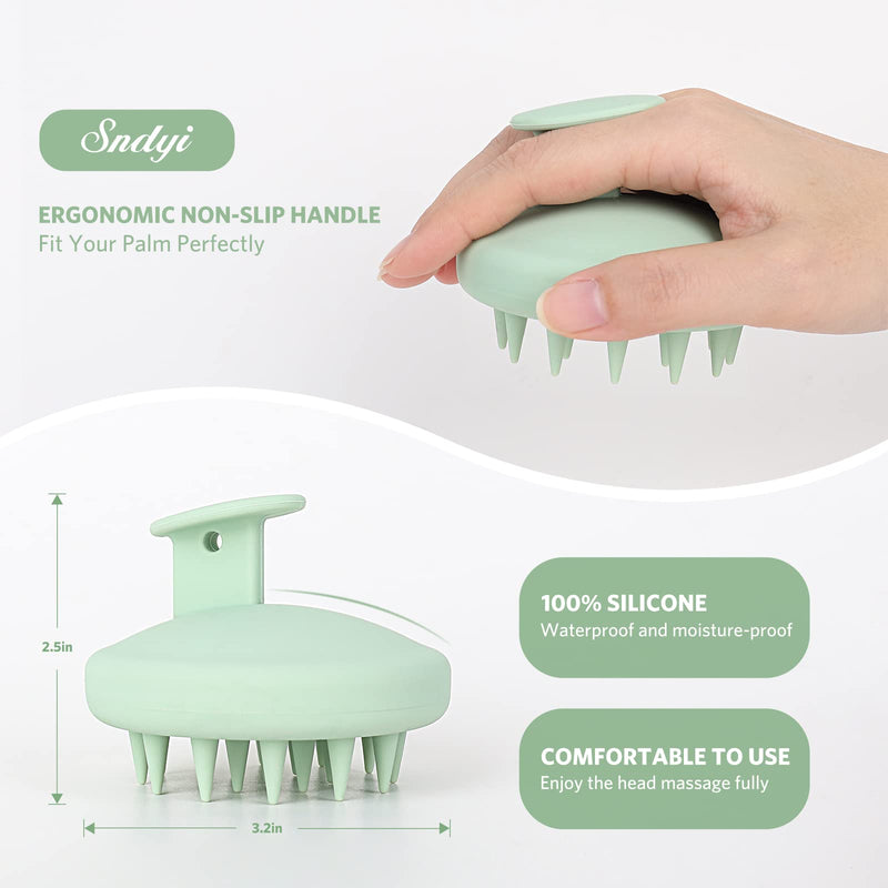 Sndyi Silicone Scalp Massager Shampoo Brush, Scalp Brush for Hair Growth and Head Massage, Scalp Scrubber/Exfoliator for Dandruff Removal, Silicone Hair Scalp Massager, Wet & Dry Use, Fir Green - BeesActive Australia