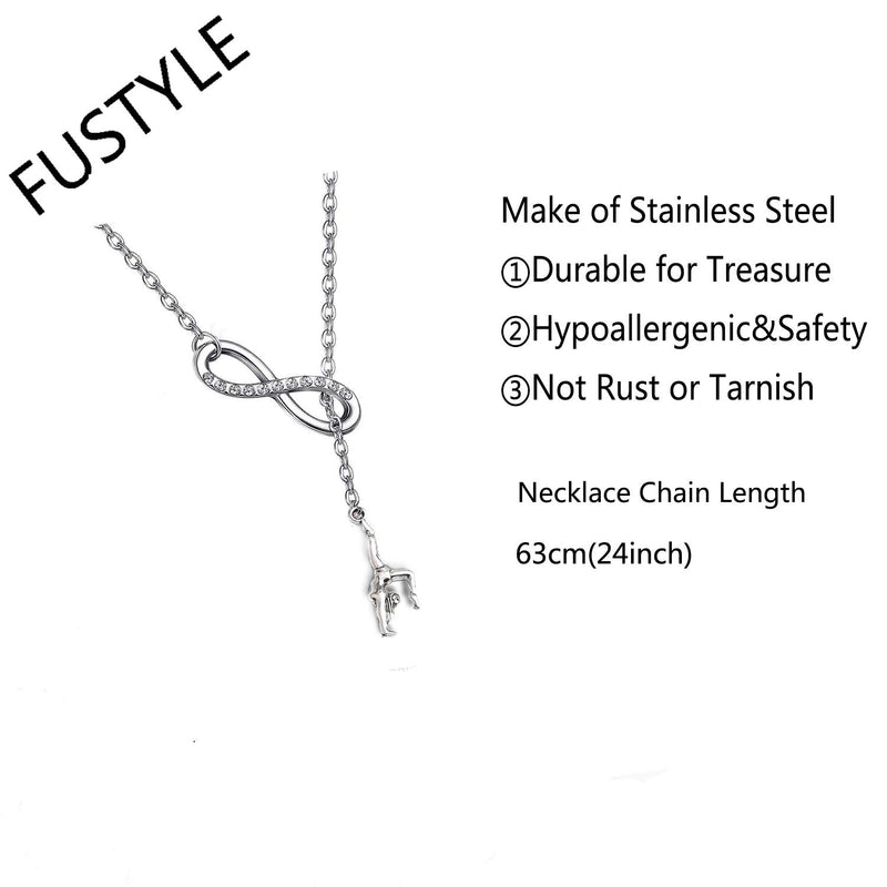 FUSTMW Gymnast Gift Gymnastics Y Necklace Infinity Love Charm Gymnast Jewelry Gymnastics Class Gift for Women Girls silver - BeesActive Australia