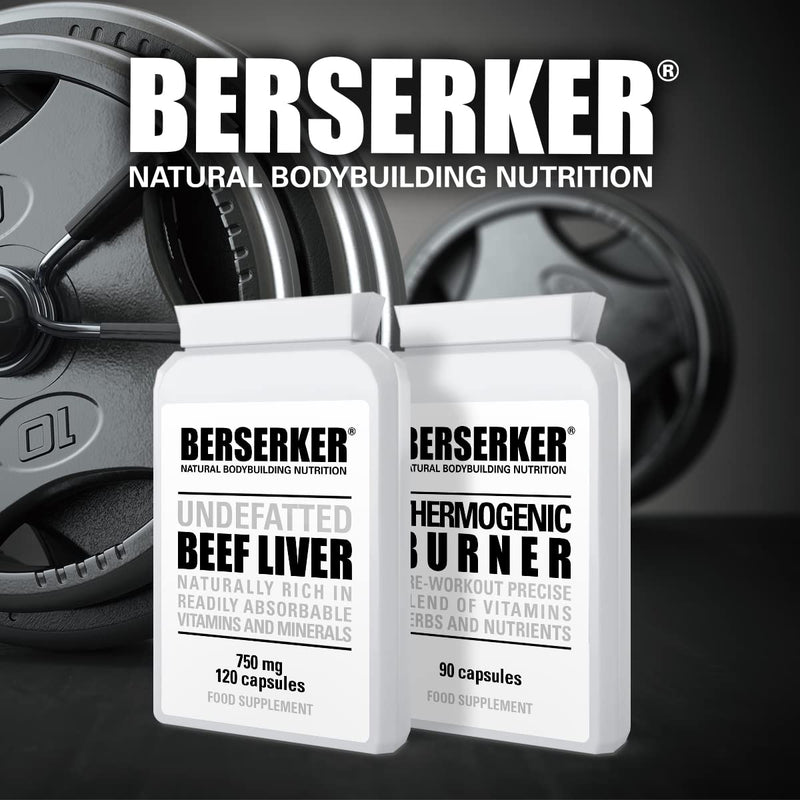 Berserker Desiccated Beef Liver 750mg 120 Capsules Un-defatted Meaning Full Absorption of Naturally Occurring Vitamins and Minerals Found in Beef Liver. Made in The UK. 120 Count (Pack of 1) - BeesActive Australia