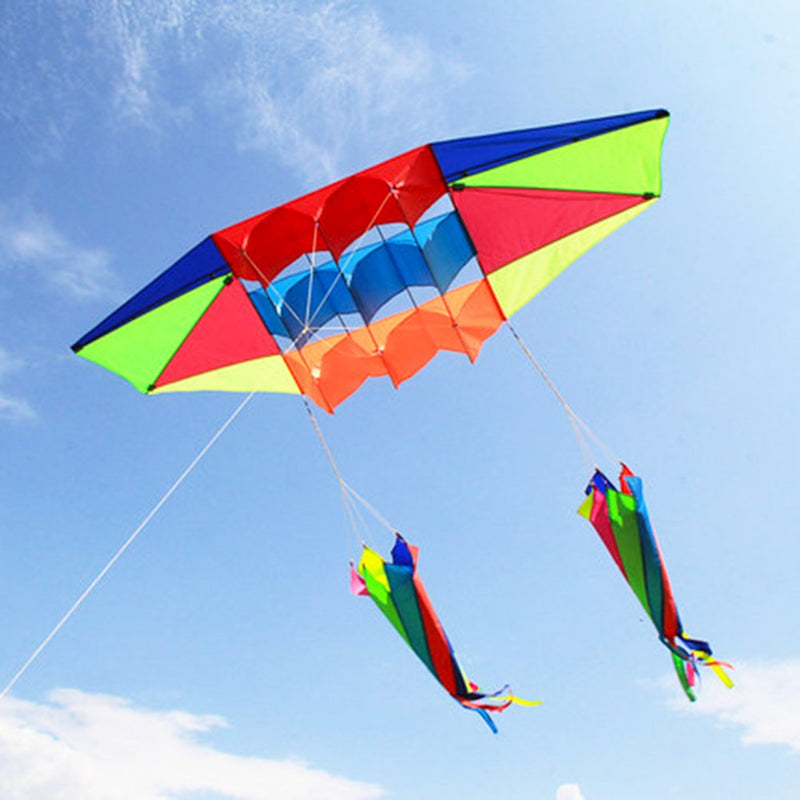 [AUSTRALIA] - Besra Huge 98inch Single Line 3D Radar Kite with Flying Tools 2.5m Power Box Kites with 2 Tails Outdoor Fun Sports for Adults kite & 2 windsocks 