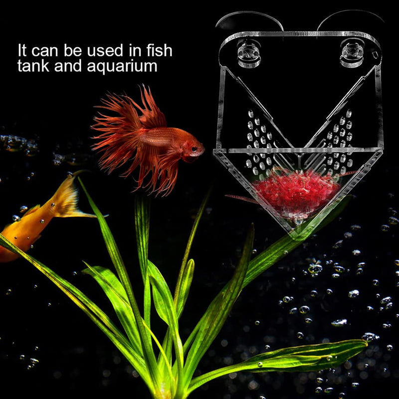Pssopp Aquarium Cone Red Worm Feeder Fish Tank V-Shape Brine Shrimp Feeder Acrylic Fish Feeding Cup with Suction Cups and Tweezer - BeesActive Australia