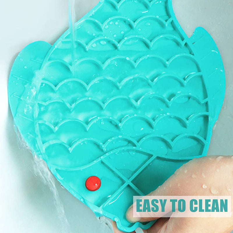 Cat Feeders Slow Feeder Cat Bowl, Fish Shape Silicone Puzzle Feeder Kitten Bowl Fun Interactive Feeder Bowl Preventing Pet Feeder Anti-gulping Healthy Eating Diet Cat Bowls，Cat &Dog Anxiety Relief blue - BeesActive Australia