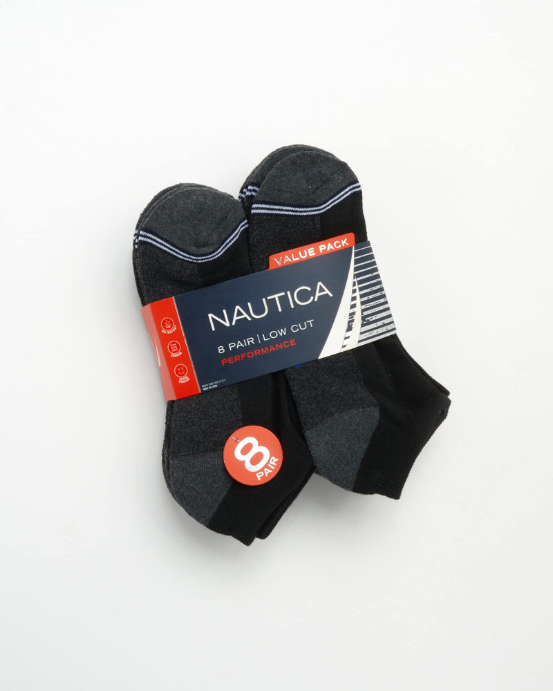 Nautica Men's Athletic Socks - Cushioned Low Cut Socks (8 Pack) Classic Black 6-12.5 - BeesActive Australia
