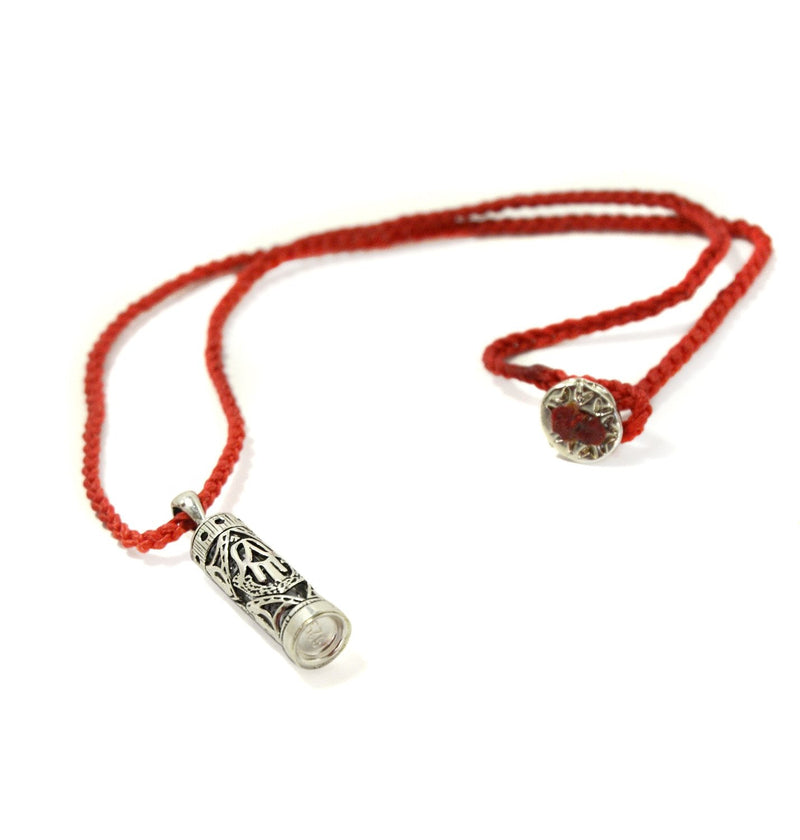 MIZZE Made for Luck Women's Traveler's Prayer in Sterling Silver Mezuzah Prayer Box on Red Knitted Necklace - BeesActive Australia
