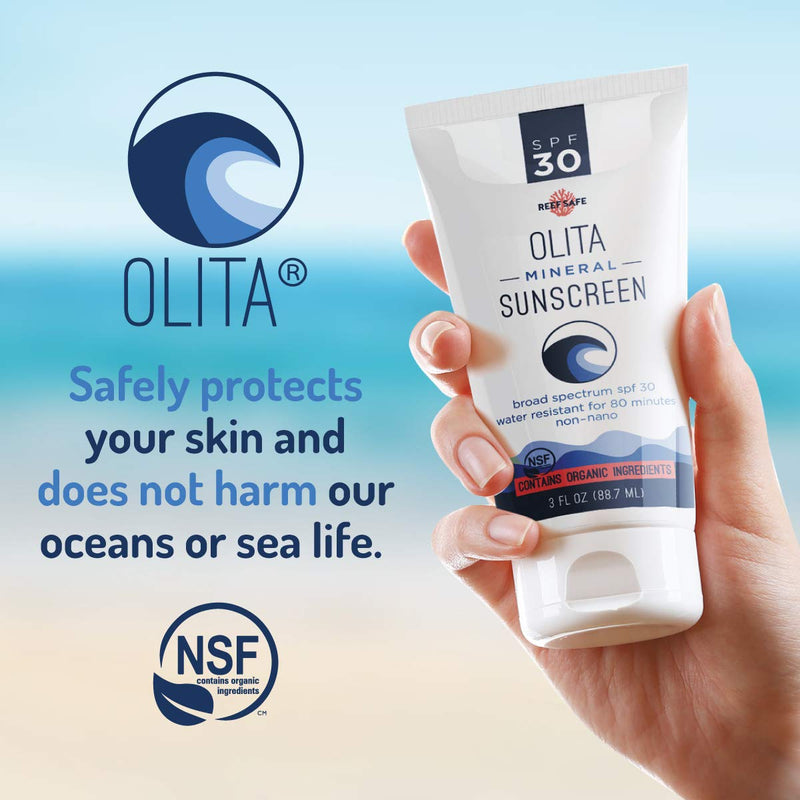 Olita: Mineral Sunscreen Lotion - SPF 30 Mineral Sunscreen - 3 oz - No Fragrance - Reef Safe - Broad Spectrum, Chemical Free - All-Natural, Organic, Zinc Sunblock - Water-Resistant - BeesActive Australia