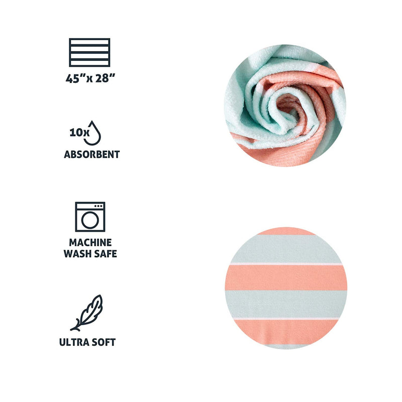 My Doggy Place - Super Absorbent Microfiber Towel - Dog Bathing Supplies - Microfiber Drying Towel - Washer Safe 2 Pack Striped Summer - BeesActive Australia