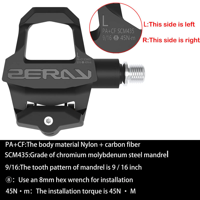 Carbon Road Bike Pedals Peloton Pedal Clipless Pedals Road Cycling Pedals with Cleat Compatible with Look Keo Black-288g with Cleats - BeesActive Australia