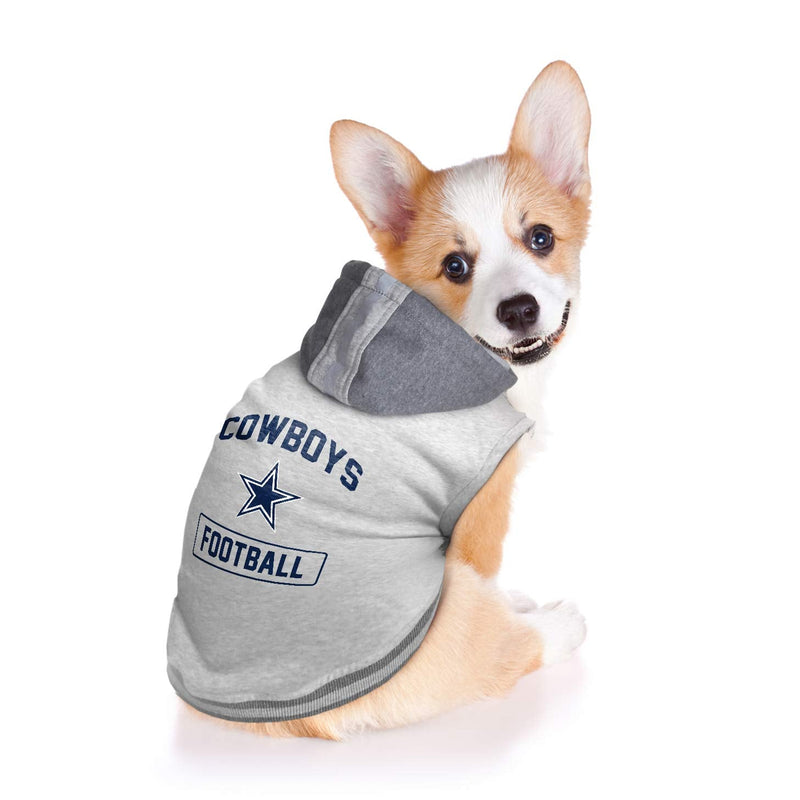 Littlearth NFL Unisex Pet Hooded Crewneck Dallas Cowboys X-Small Gray - BeesActive Australia