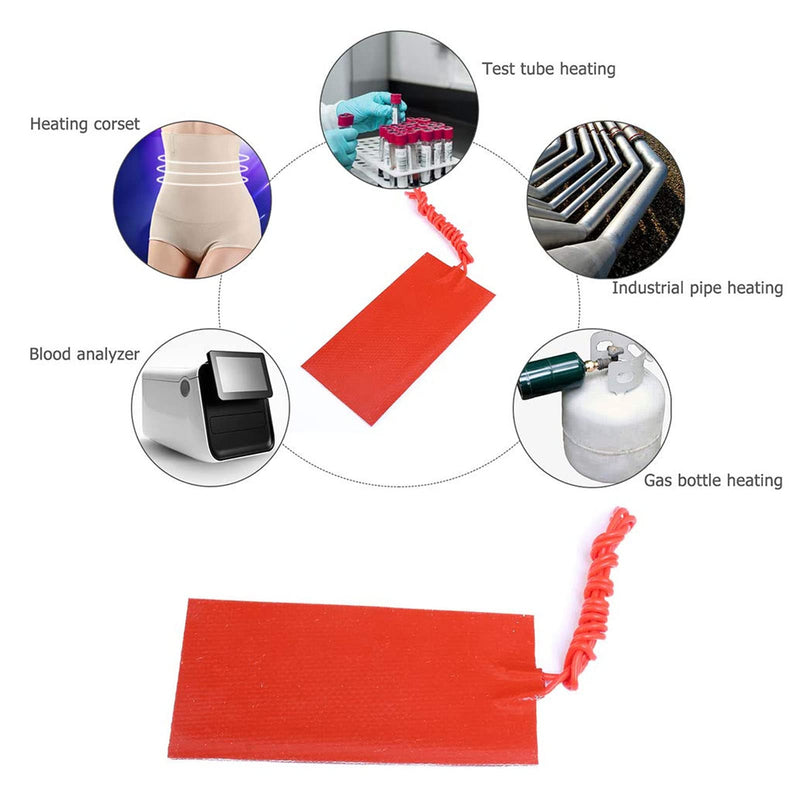 4 Pcs Silicone Rubber Heating Pad, Flexible Silicone Heater Mat Rubber Heating Blanket Hot Heated Bed for Industrial Equipment 20W 12V - BeesActive Australia