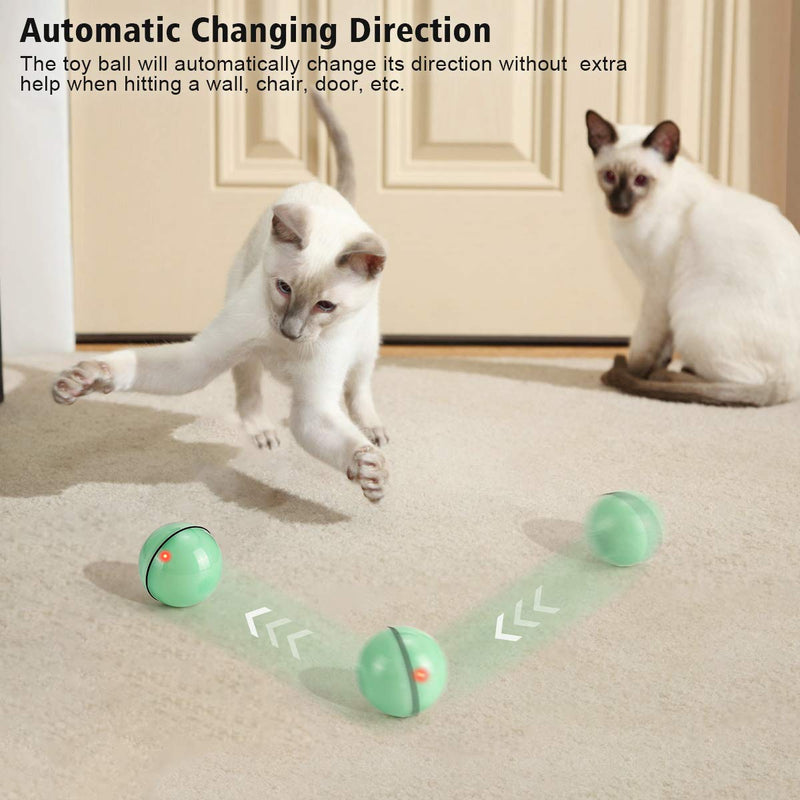 Interactive Cat Toys Ball with LED Light, 360 Degree Self Auto Rotating Intelligent Ball, Smart USB Rechargeable Spinning Cat Ball Toy,Stimulate Hunting Instinct Kitten Funny Chaser Roller Pet Toy Green - BeesActive Australia