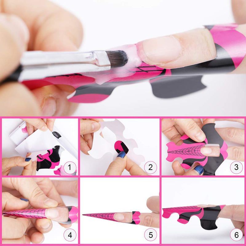NMKL 100PCS Adhesive Stiletto Nail Forms System for UV Gel Acrylic Nail Tips Extension (Red Fish) - BeesActive Australia