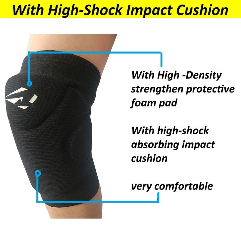 Volleyball Knee Pads with High Shock Absorbing Cushion,Adult Junior Youth Men &Women Boy Girls Gift (black, Middle and Large) black - BeesActive Australia