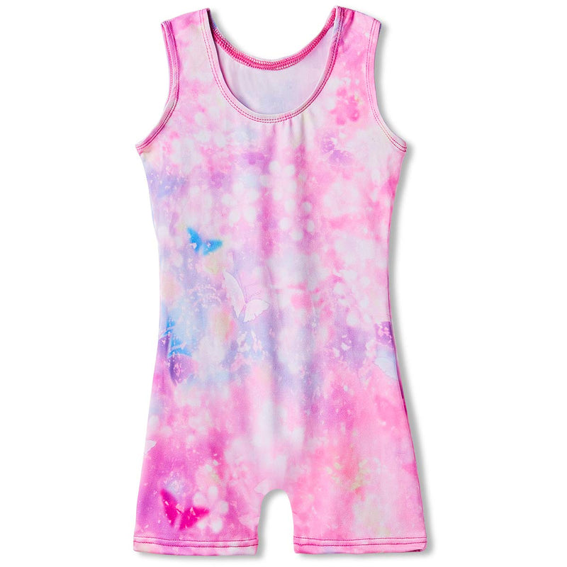 [AUSTRALIA] - Leotards for Girls Gymnastics with Shorts Butterfly Unicorn Mermaid Dance Unitards Biketards Hotpink Black B Butterfy 130(6-7 years old) 