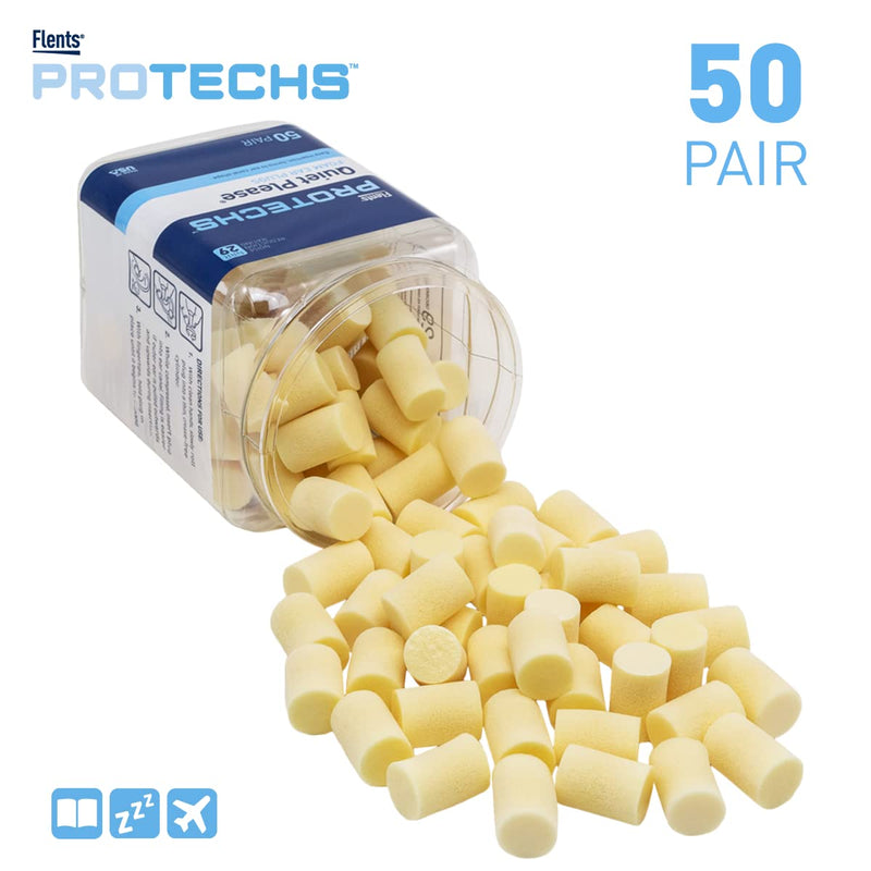 Flents Ear Plugs, 50 Pair, Ear Plugs for Sleeping, Snoring, Loud Noise, Traveling, Concerts, Construction, & Studying, NRR 29 50 Pair Plugs - BeesActive Australia