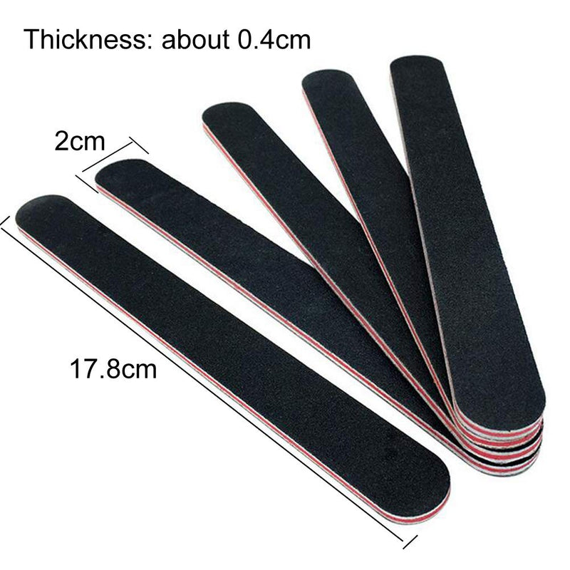 20 Pieces Nail Files Double Sided 100/180 Grit Nail Files Emery Board Grit Professional Manicure File Black - BeesActive Australia