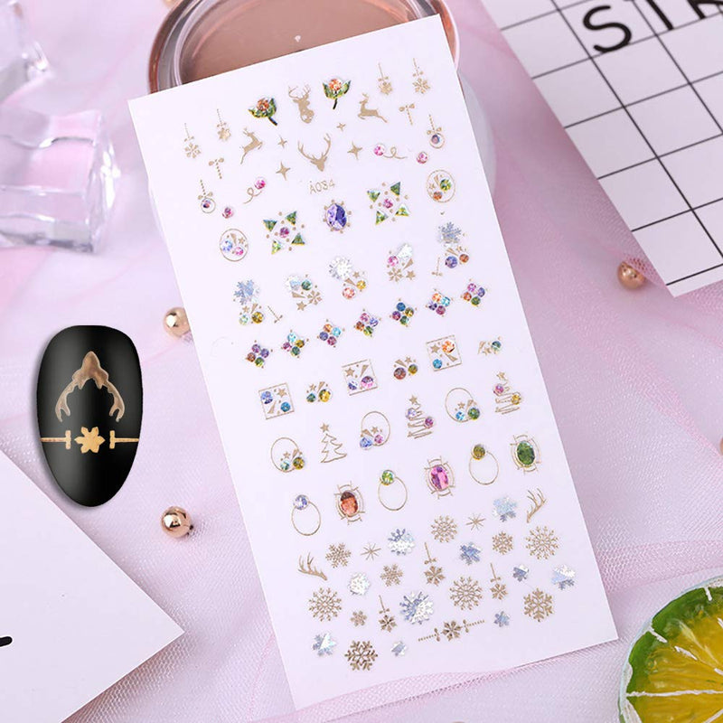 WOKOTO 6 Sheets Adhesive Nail Rhinestone Stickers Set Flower Diamond Design Nail Art Decals 3D Manicure Jewelry Decoration KIT1 - BeesActive Australia