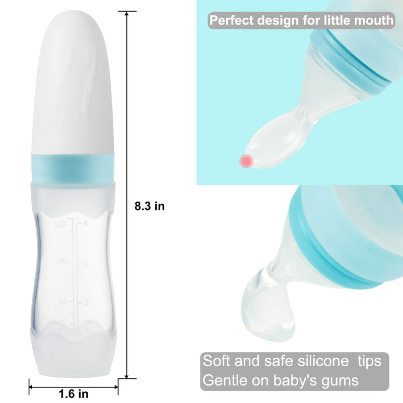 PandaEar (2 Pack) Silicone Baby Food Dispensing Spoon|4 oz Infant Fruit Squeeze Feeder| Travel Friendly Kids Toddlers Boys Girl |Blue| Blue - BeesActive Australia