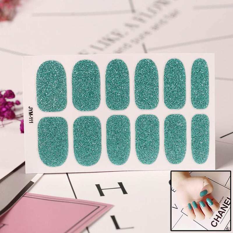 SILPECWEE 6 Sheet Glitter Nail Polish Wraps Stickers Strips Solid Color Adhesive Nail Art Decals Design Manicure Kit and 1Pc Nail File - BeesActive Australia