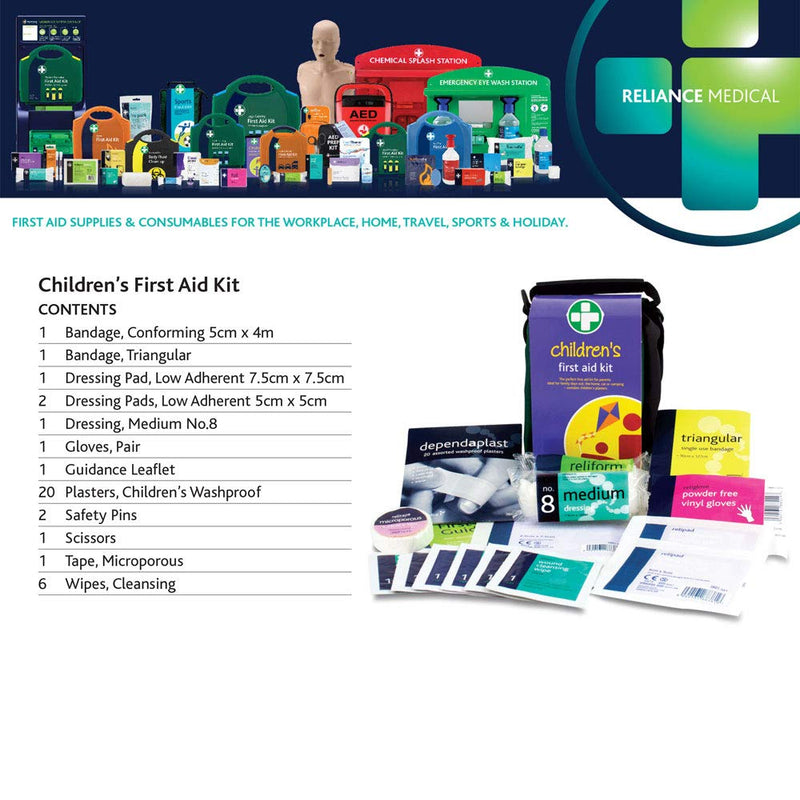 Reliance Medical Children's First Aid Kit in Green Helsinki Bag - Ideal For Families, Childminders & Nurseries Single - BeesActive Australia