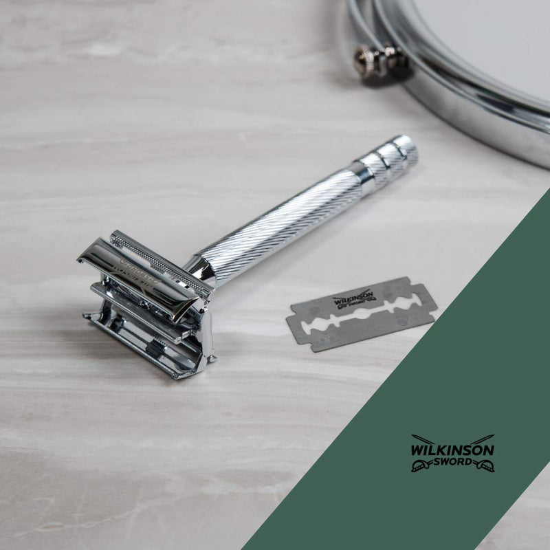 WILKINSON SWORD - Double Edge For Men | Premium Stainless Steel Safety Razor | Razor Handle + 5 Blade Refills - BeesActive Australia
