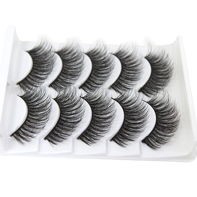 False Lashes Elocoise 5 Pairs 3D Eye Lashes Reusable Long Hand-made Faux Eyelashes for Eye Makeup (3D-10) 3D-10 - BeesActive Australia