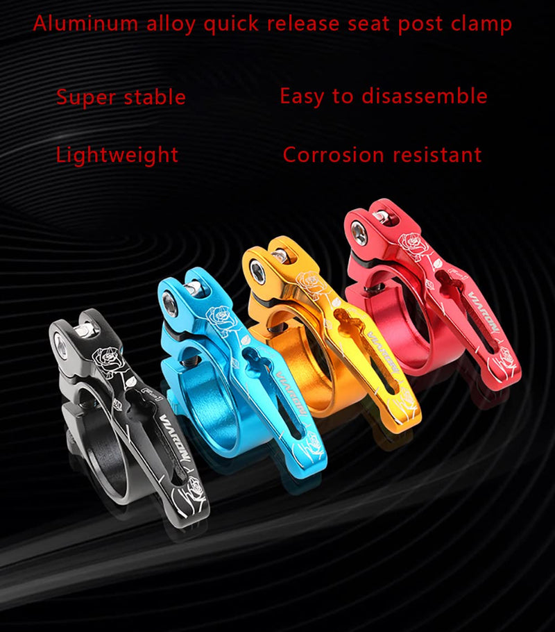 VIARON Bike Seat Post Clamp Aluminium Alloy Quick Release Bicycle Seat Clamp 31.8/34.9MM (Black, 31.8mm) Black - BeesActive Australia