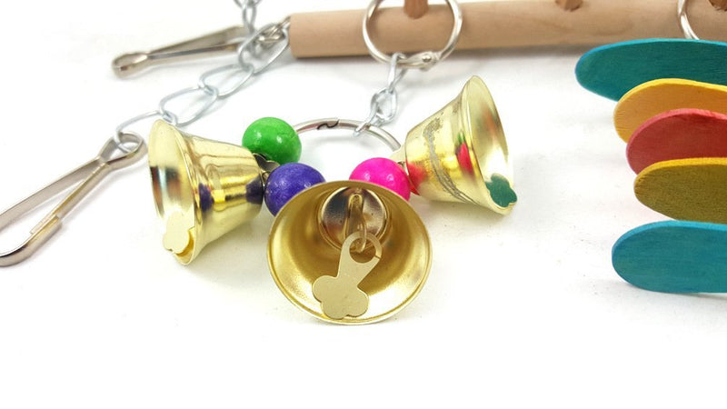 Natural Wood Bird Ladder Wood Parakeet Toy Parrot Swings Hammock Hanging Toy for Small Birds Parakeet Cockatiel Cage Accessories B - BeesActive Australia