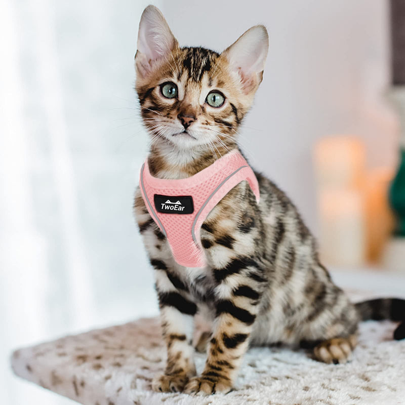TwoEar Dog Vest Harness Reflective, No-Pull Pet Harness Easy Control with Breathable Mesh, Soft Puppy Step-in Harness No-Choke for Outdoor Walking, Training for Small Dogs XXXS(Neck:10.2-11.4"/Chest:11.4-12.6") Pink - BeesActive Australia