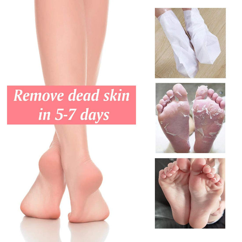 Foot Peel Mask 5 Pack, Peach Soft Callus Peeling Dead Skin Remover Exfoliating Socks Dry Rough Heels Treatment Beauty Feet Mask Natural for Men and Women Pink - BeesActive Australia