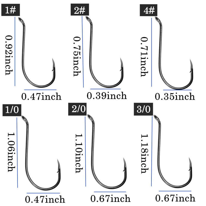 CAJOAUIS 100 Pcs Sharp Octopus Hook Sport Circle Fishing Hooks High Carbon Steel Fishing Jig Hook Black Fishhooks-Sizes 4# to 8/0# 2#-100PCS - BeesActive Australia