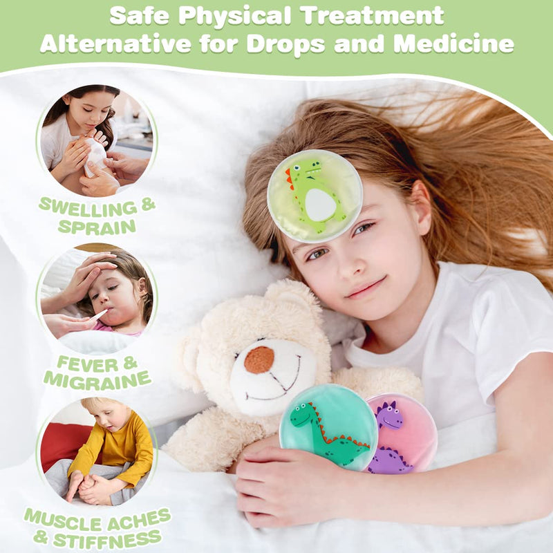 Hilph Kid Ice Pack Cold Compress for Kids Injuries, 3 Bump Ice Pack Kids Cold Packs Reusable Small Ice Packs for Baby Pain Relief, Childrens Ice Packs for Kids Swelling, Bruise, Fever -4.52" A-3 Dinosaurs - BeesActive Australia