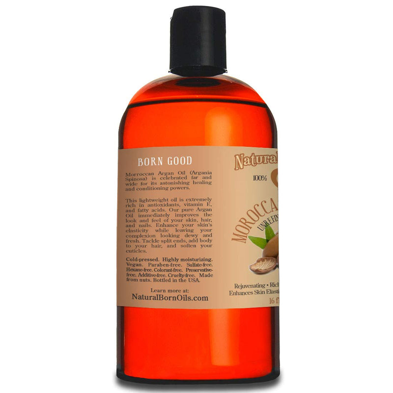 16oz Moroccan Argan Oil, 100% Pure and Natural, Cold-pressed, Organic – Works Magic on Your Skin and Hair - Includes Pump & Flip Cap - BeesActive Australia