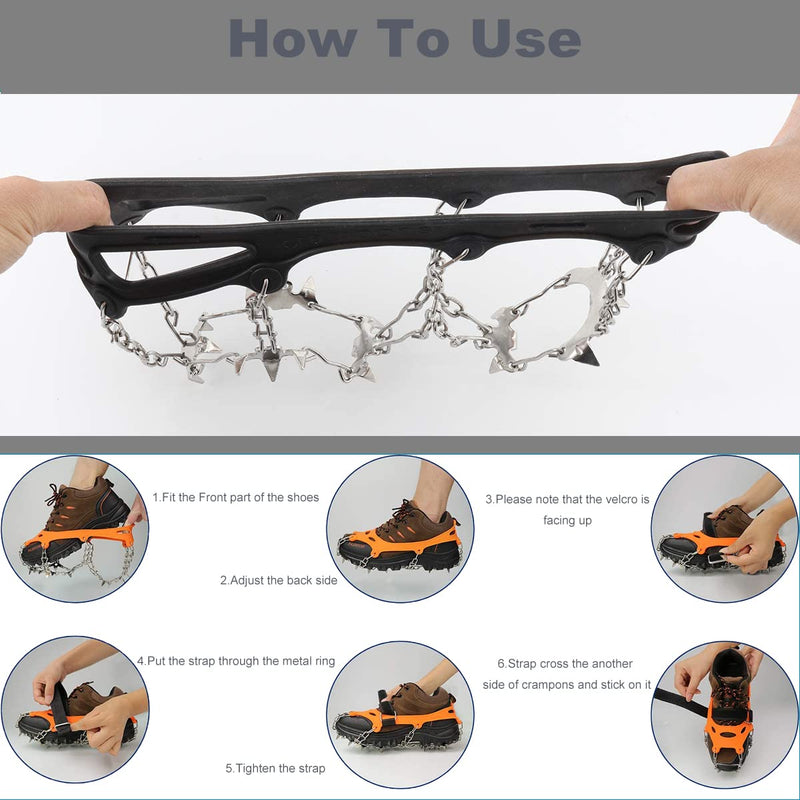 Crampons Ice Cleats for Snow Boots and Shoes Traction Grips Women Men Anti Slip 19 Stainless Steel Spikes Safe Protect for Hiking Fishing Walking Climbing Mountaineering Jogging Large - BeesActive Australia