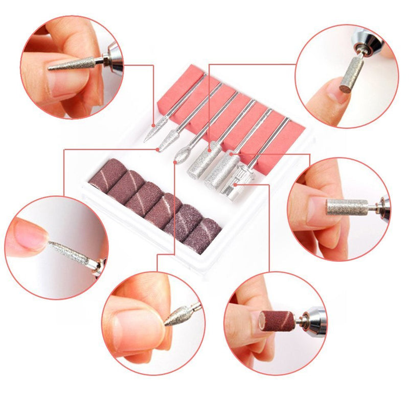 Nail Art Drill Kit File Professional Electric Manicure Pedicure Drill Sander Pen Nail Art Grinder with Multi Sanding Bits and Power Adapter (Light Rose Red) Light Rose Red - BeesActive Australia