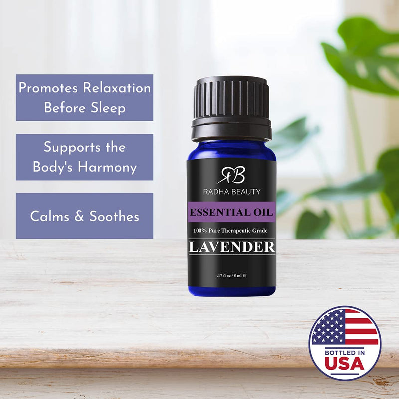 Radha Beauty Lavender Essential Oil 10ml. - Natural & Therapeutic Grade, Steam Distilled for Aromatherapy, Relaxation, Sleep, Laundry, Meditation, Massage - BeesActive Australia